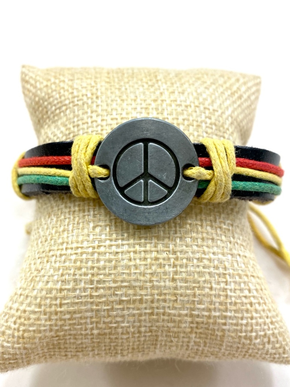 Rasta Multicolor Bracelet with Peace Charm